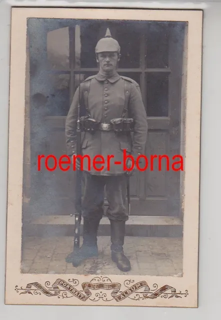 66904 Original Kabinett Foto Soldat in Feldgrau um 1915