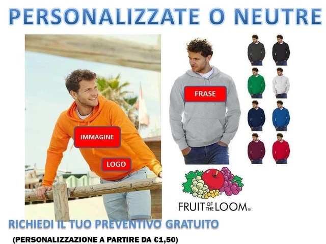 Felpa Da Uomo In Cotone Leggero Con Cappuccio e tasche Fruit Of The Loom Maglia