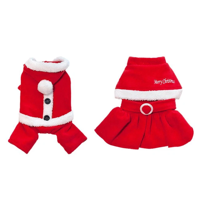 Ropa de Navidad para mascotas Abrigo Vestido Cuatro patas Con capucha Invierno Cálido Perro Ropa