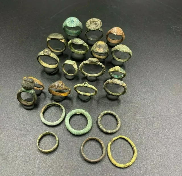 Antique Ancient Roman Near Eastern Loristan Nomadic Bronze Old Jewelry Rings