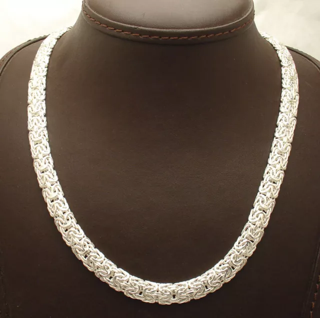 18" Bold Shiny Mirrored Domed Byzantine Necklace Chain Real 925 Sterling Silver