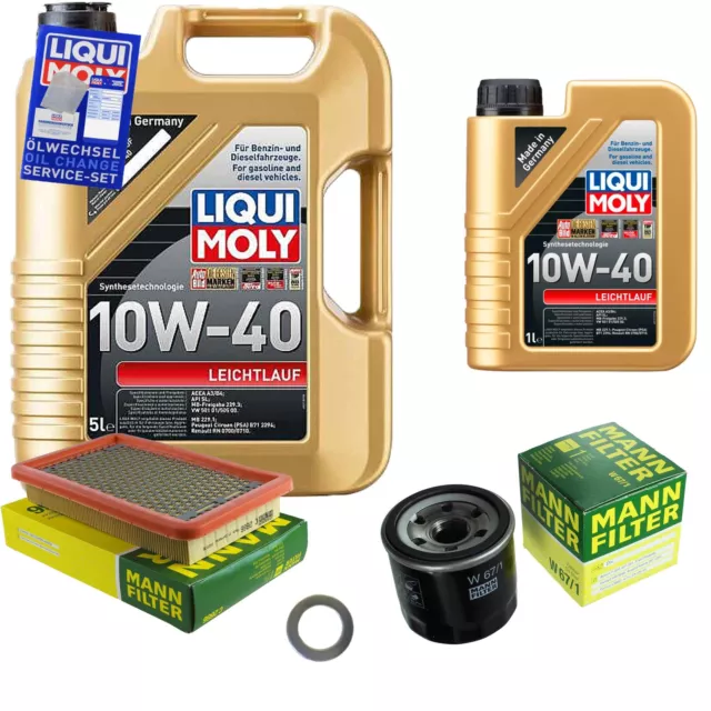 Mann-Filter Inspección Set 6 L Liqui Moly 10W-40 para Mazda MX-5 II 1.6 16V