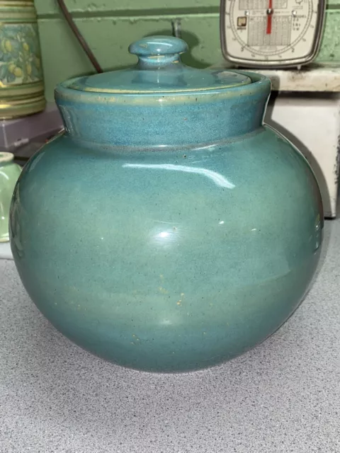 Zanesville Stoneware Co ZSC #735 Cookie Jar In Seacrest Green Glaze c. 1930s