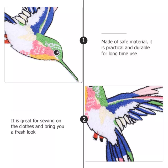10 parches de costura para decoración de pájaros para pancartas de rayón niños colibrí 2