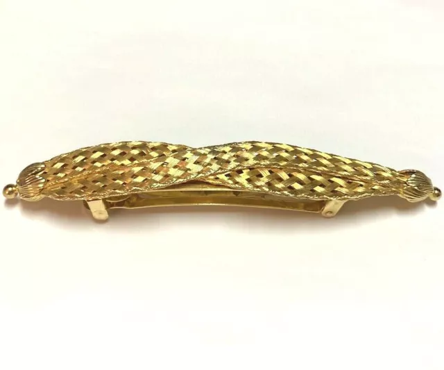 Vintage SGDG Women French Gold Color Braid Hair Barrette Clip New Made in France