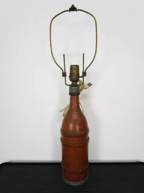 Vintage Oak Wood Lamp Bottle Turned Lamp Base Antique Unique Unusual