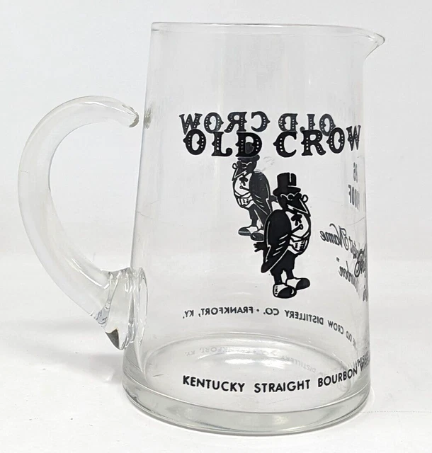 VTG Old Crow Distillery Kentucky Straight Bourbon Whiskey Glass Pitcher CH23