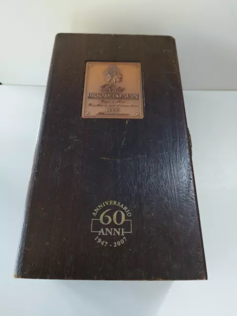 SCATOLA IN LEGNO VUOTA GRAPPA BERTA BRIC DEl GAIAN- 1999 ANNIVERSARIO 60 ANNI.