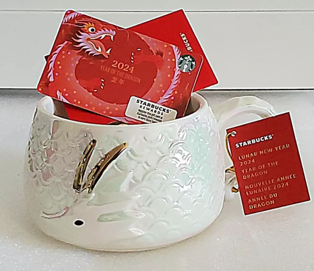 STARBUCKS LUNAR NEW YEAR 2024 YEAR OF THE DRAGON MUG and GIFT CARD with