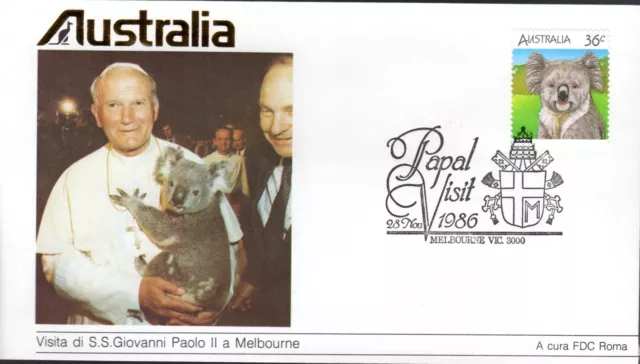 338- Fdc Vatican Visite Pape Jean Paul Ii  En  Australie