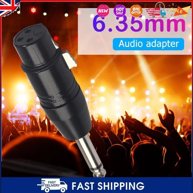 3Pin XLR Female to 1/4 inch 6.35mm Male Plug Mono Microphone Adapter Connector #
