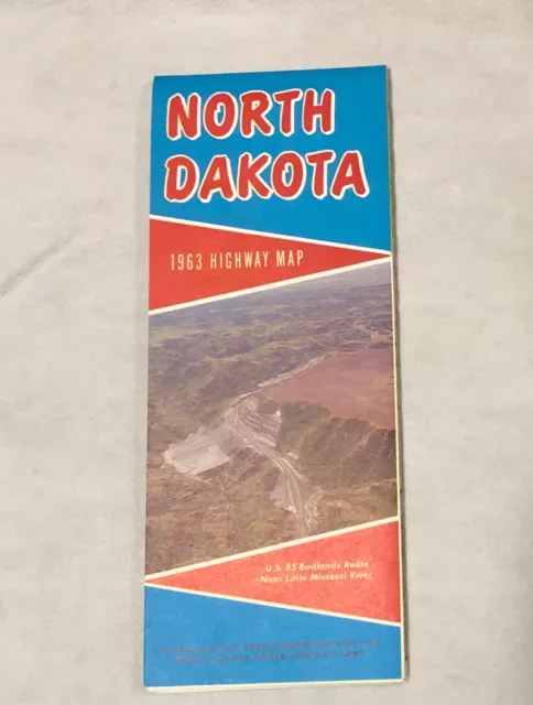 Vintage 1963 North Dakota Official State Highway Department Road Map