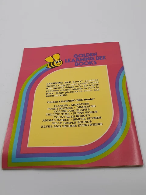 1979 A Golden Learning Bee Book Simple Rhymes Stamps Coloring Writing 2