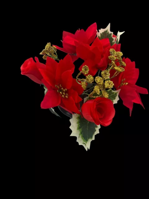 Quality Artificial Christmas  Arrangement Grave vase / Memorial / Crem Pot Red