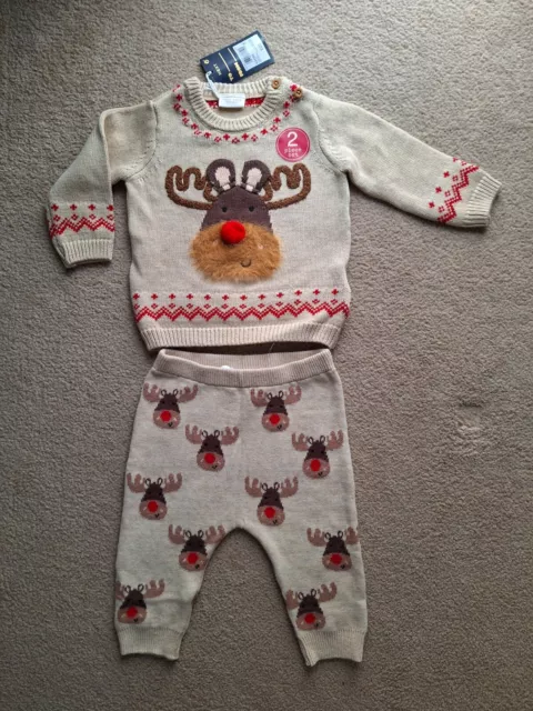 NEXT BABY BOYS 3-6 MONTHS CHRISTMAS KNITTED OUTFIT BNWT Brand New