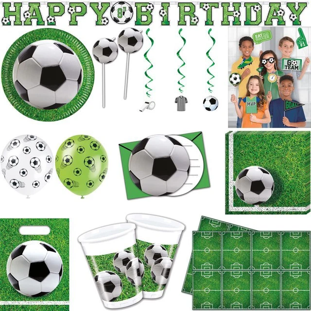 8. Geburtstag Deko Set Fußball-Thema – Riesenzahl 8, Ballons, Banner In Grün, Für Jungen