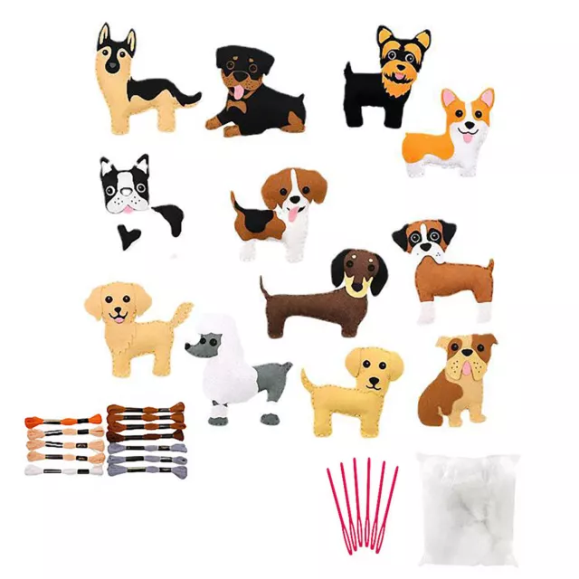 12 pcs Puppy Craft Kit Felt Sew Set for Girls and Boys Educational Nursery fine