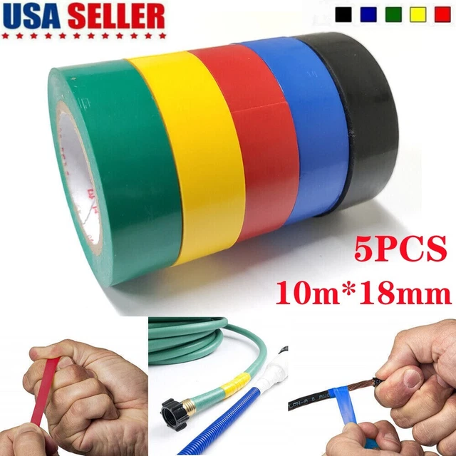 MULTI COLORED ELECTRICAL Tape (5 Pack) 0.7" Wide 32 Feet 10 Meters Per