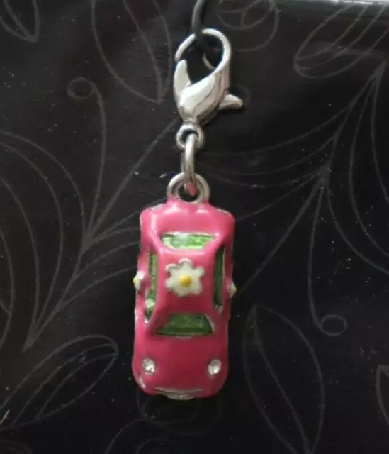 PT cute car pink VW bug beetle style CHERISH CHARM Heart clip on
