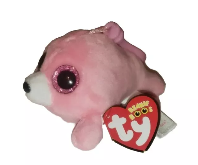 Ty Beanie Boos Key Clip - PIERRE the Pink Seal (3.5 Inch) NEW MWMTs Plush Toy