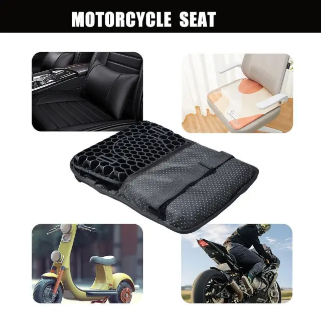 Motorcycle Comfort Gel Seat Honeycomb Cushion Pad Cover Pressure Relief V7M3