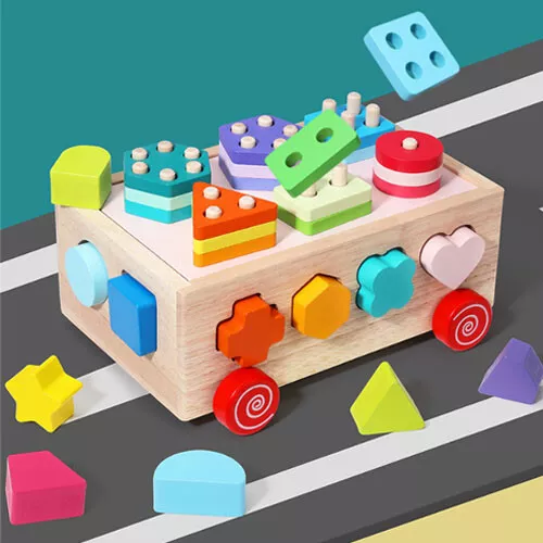 Shape Sorter Learning Toys Toddlers Wooden Stacking Blocks Montessori Children's