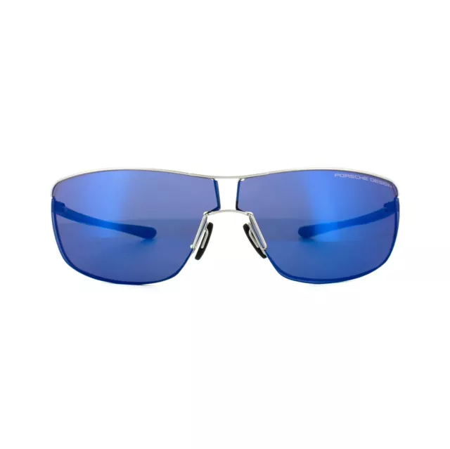 Porsche Design Sunglasses P8616 C V279 Palladium Silver Blue Mirror