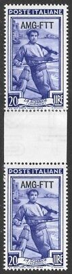 Italy Trieste A AMG-FTT 1950-54 Italy to Work 20L GUTTER PAIR #98 Fine H/NH