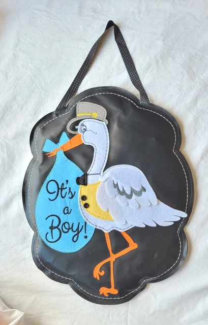 It's A Boy Door Hanger Baby Birth Announcement Decor 17.5" x 14"