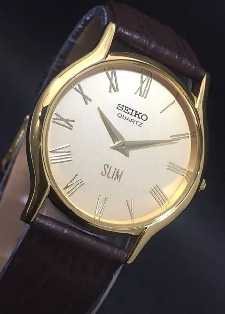 VINTAGE SEIKO QUARTZ Super Slim Japan Made Wrist Watch Good Condition EUR  28,53 - PicClick IT