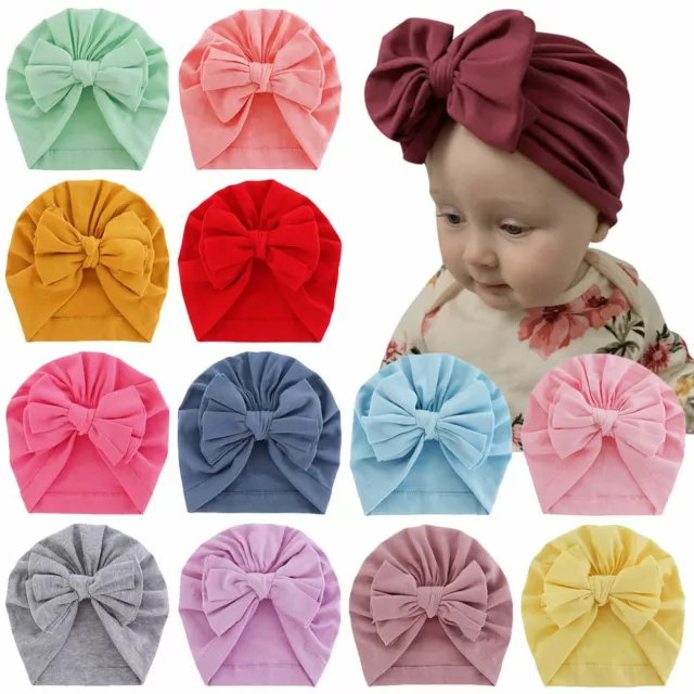 Cotton Bowknot Soft Knot Headband Baby Turban Hat Head Wraps Infant Beanies