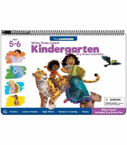 Disney Learning Write, Draw, Learn! Kindergarten Workbooks, Dry Erase Alphabet L