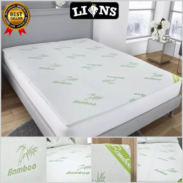 Bamboo 4CM Topper Extra Deep Orthopaedic Soft Bed Mattress Memory Foam Pillow