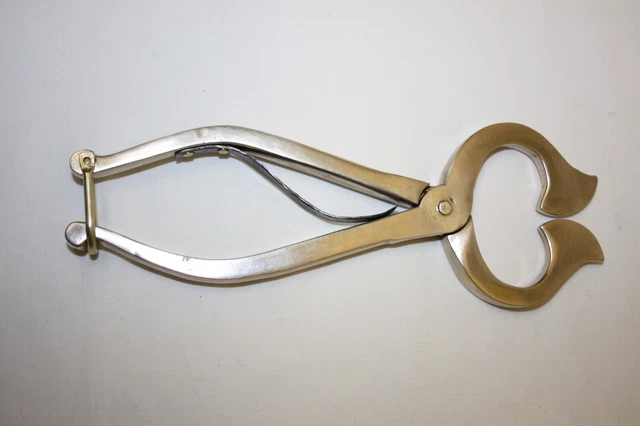 Alte " ZUCKER - BRECHZANGE aus MESSING " / Mit Feder und Verschlussbügel