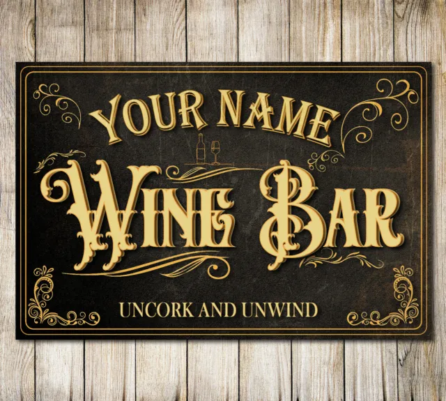Personalised Wine Bar Sign Vintage Style Aluminum Sign Farmhouse Metal Plaque