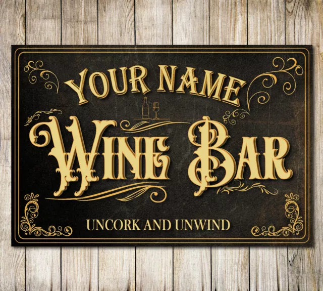 Personalised Wine Bar Sign Vintage Style Aluminum Sign Farmhouse Metal Plaque