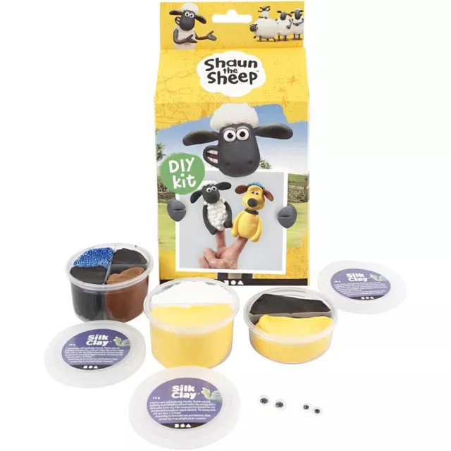 Bastelset - Shaun das Schaf + Bitzer Silk Foam Clay Modelliermasse Knete Schleim