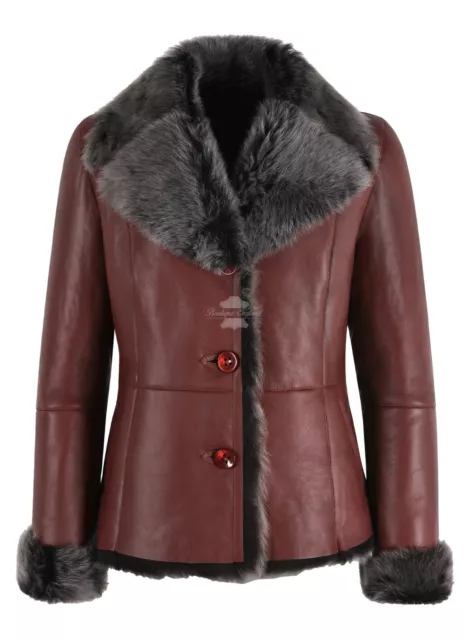 Ladies Spanish Toscana Sheepskin Bordeaux Designer Winter Real Shearling Jacket Ladies Spanish Toscana Sheepskin Bordeaux Designer Winter Real Shearling Jacket