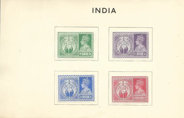 8/6/46 King George V1 Victory & Peace Mint Hinged India Stamps
