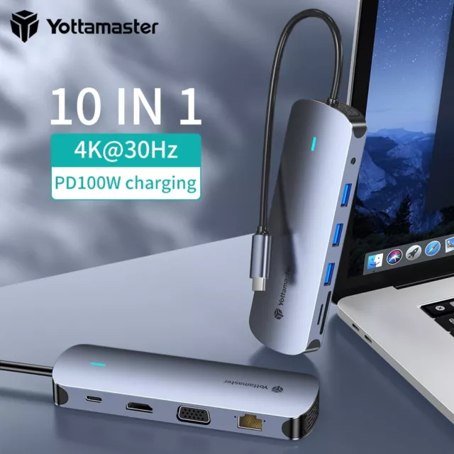 Yottamaster USB C Hub Dockingstation Adapter HDMI 4K SD PD 100W für PC Macbook