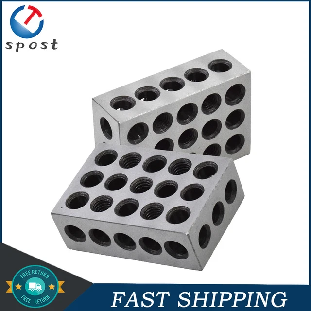 High Precision 1 Matched Pair 1-2-3 Blocks 23 Holes .0002" Machinist 123 Jig
