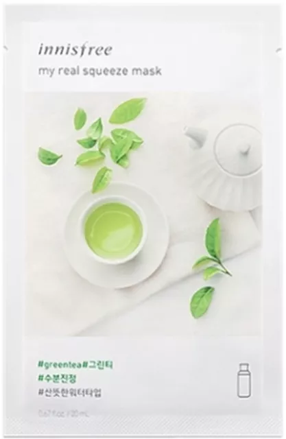 Innisfree Green Tea It's Real Squeeze Sheet Face Mask Pack Moisturizing 20ml