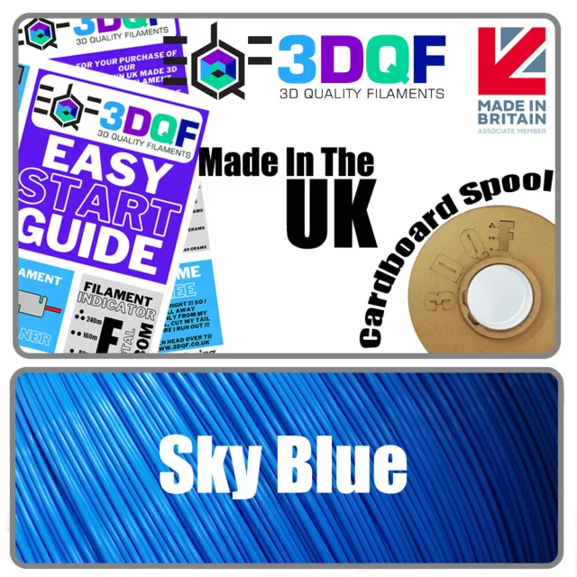 3DQF Blue UK Made 3D Printer Filament PLA 1.75mm All 3D Printers CR-10🇬🇧