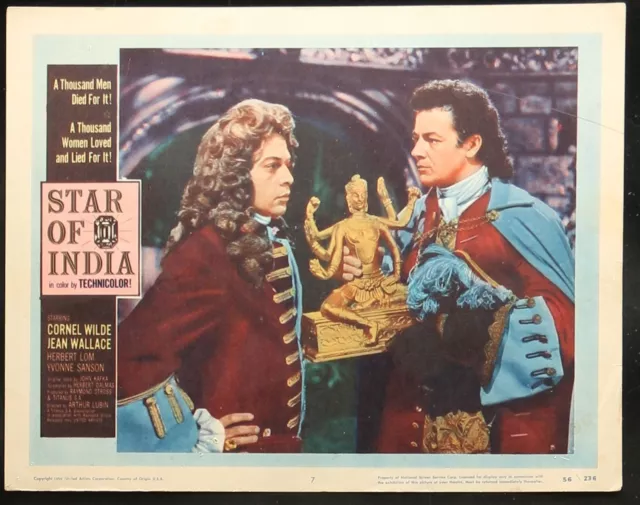 STAR OF INDIA Cornel WIlde Jean SImmons ORIGINAL 1956 MOVIE LOBBY CARD 11 x 14