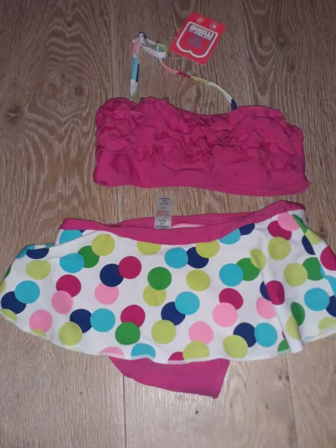 BNWT Girls Age  9 Years Pink Frilly 2 Piece Bikini Set Sweet Millie BHS