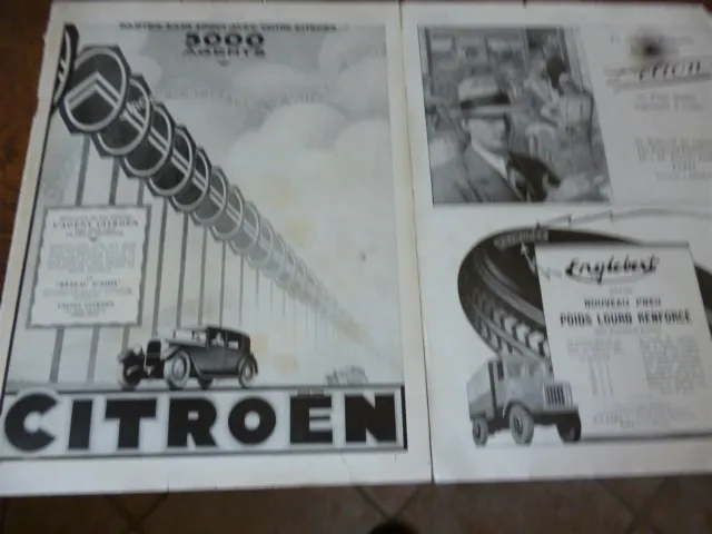 CITROEN 71+ chapeau DELION + pneu ENGLEBERT publicité papier ILLUSTRATION 1925