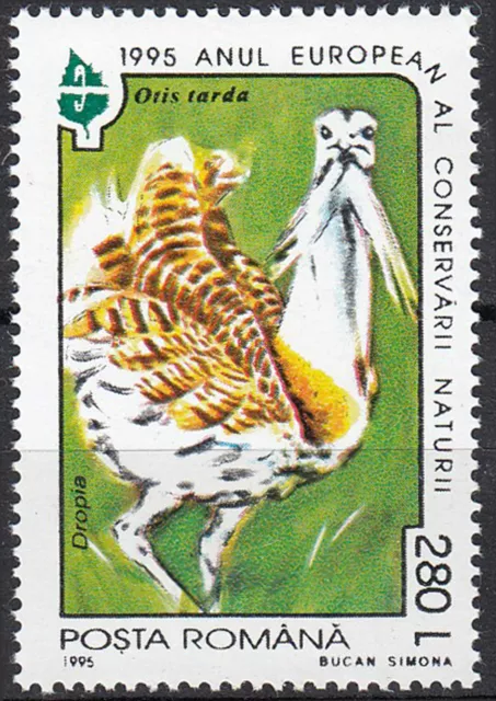 Rumänien postfrisch MNH Tier Vogel Wildtier Großtrappe Trappe Jahrgang 1995 /903