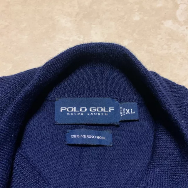 NWOT POLO GOLF Ralph Lauren 100% Merino Wool Blue 1/4 Zip Sweater Vest ...