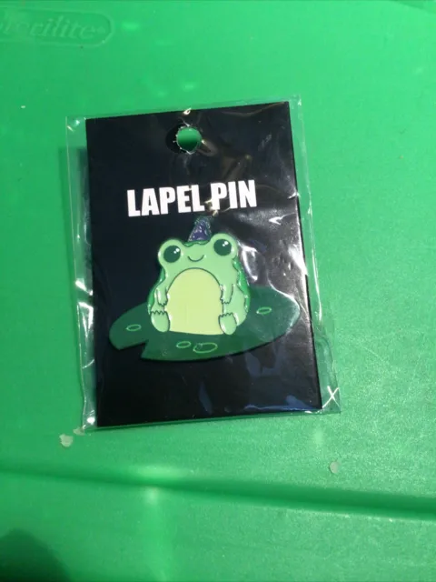 Frog Birthday Hat On Lily Pad Enamel Lapel Pin Brooch