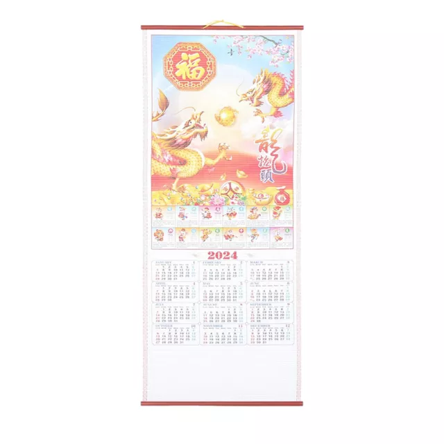 Chinese Scroll Calendar 2024 Wall New Year of the Dragon Wall Calendar Lucky